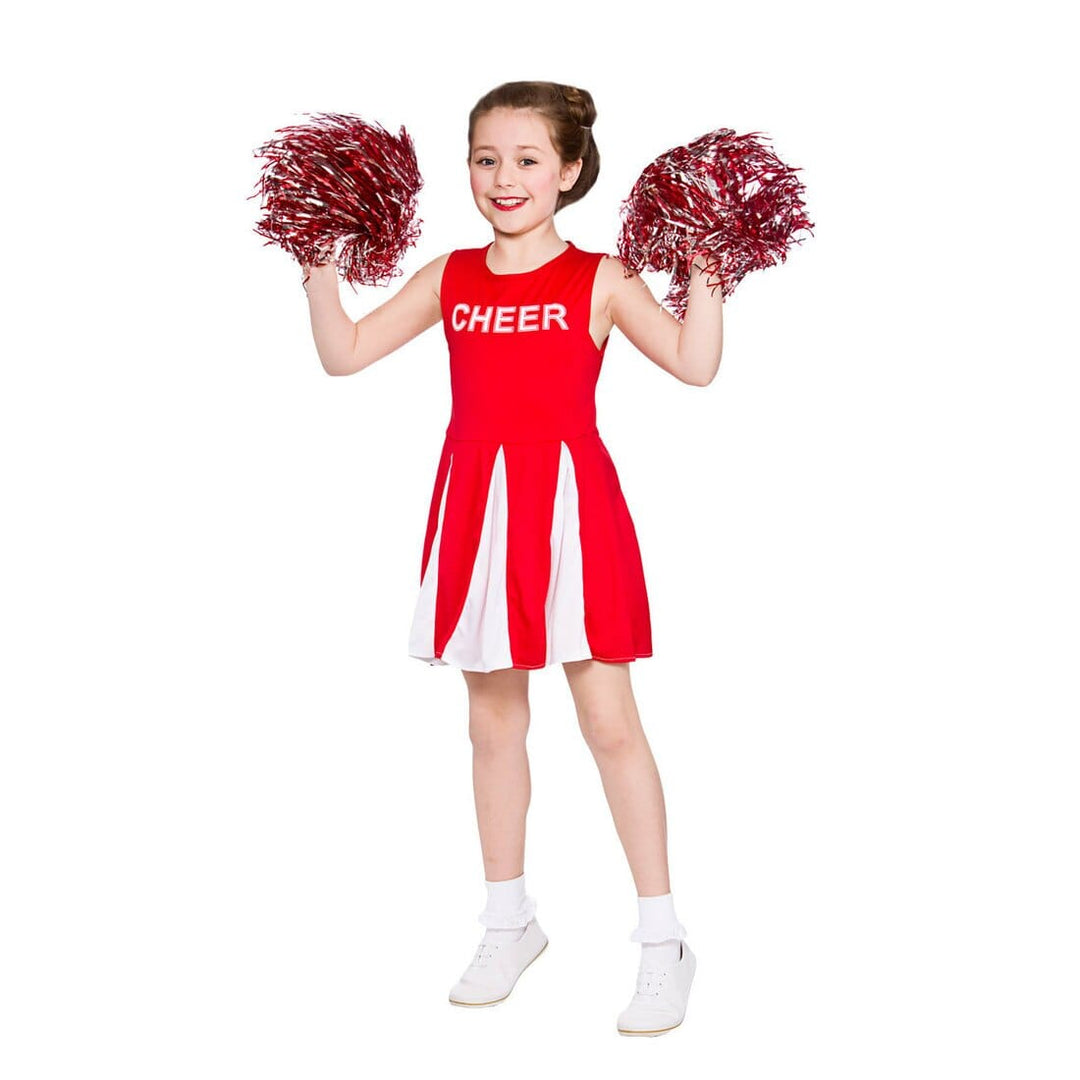 Girls Red Cheerleader Fancy Dress Halloween Costume L (8-10 years)