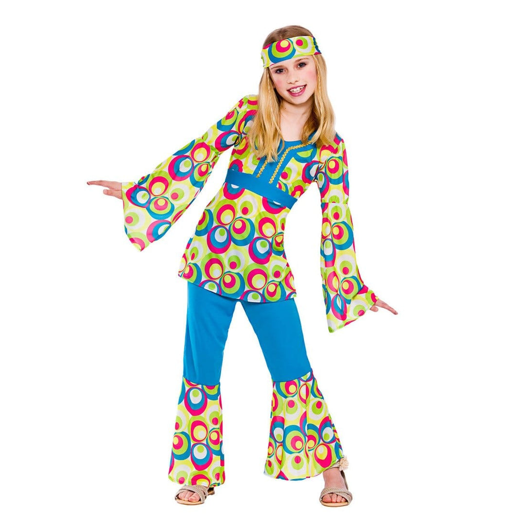 Girls Retro Hippie Girl Fancy Dress Halloween Costume L (8-10 years)