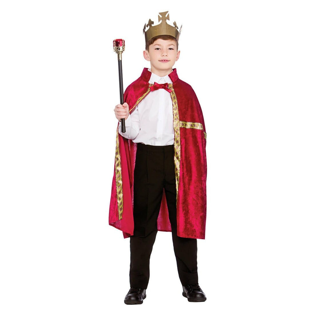 Childrens Burgandy Deluxe King Queen Robe & Crown Accessory L (8-10 years)