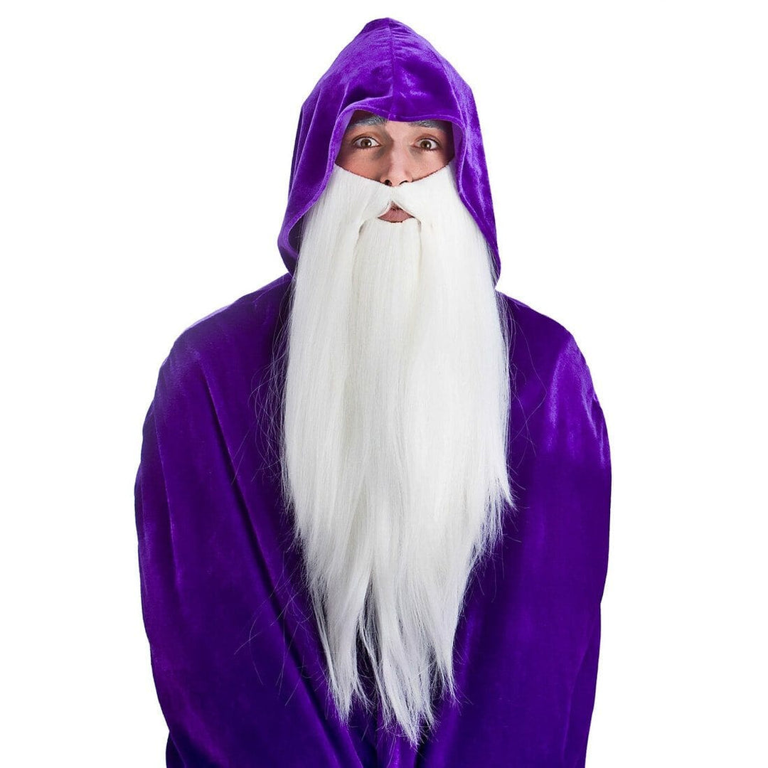 Mens Deluxe Long Plush Thick White Beard Halloween Accessory