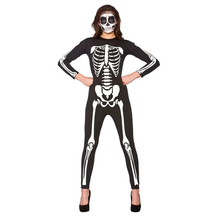 Skeleton Jumpsuit Adults Unisex Fancy Dress Halloween Fun Costume S