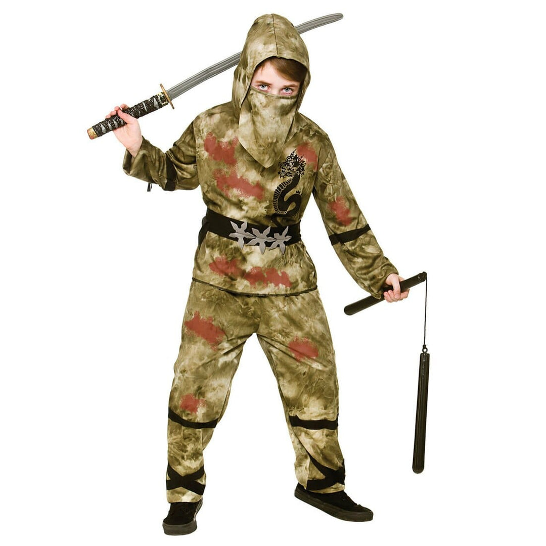 Kids Zombie Ninja Camouflage Halloween Fancy Dress Costume L (8-10 years)
