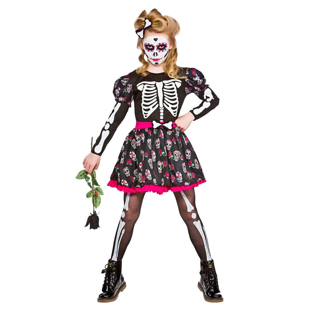 Girls Skull of the Dead Fancy Dress Halloween Costume L (8-10 years)