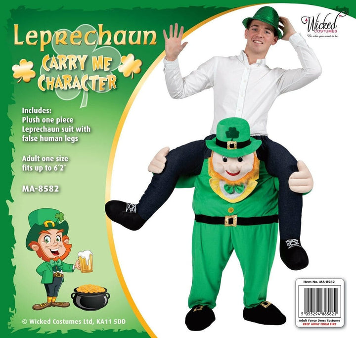 Green Carry Me Leprechaun St Patricks Fancy Dress Mascot
