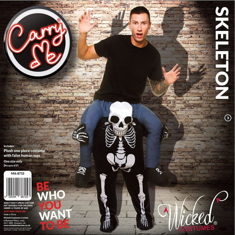 Adults Carry Me Skeleton Costume Halloween Fancy Dress