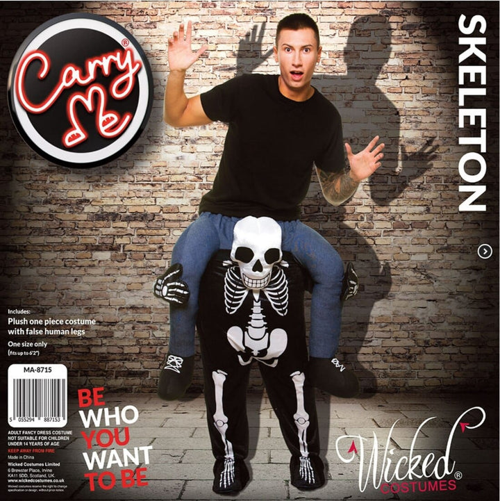 Adults Carry Me Skeleton Costume Halloween Fancy Dress