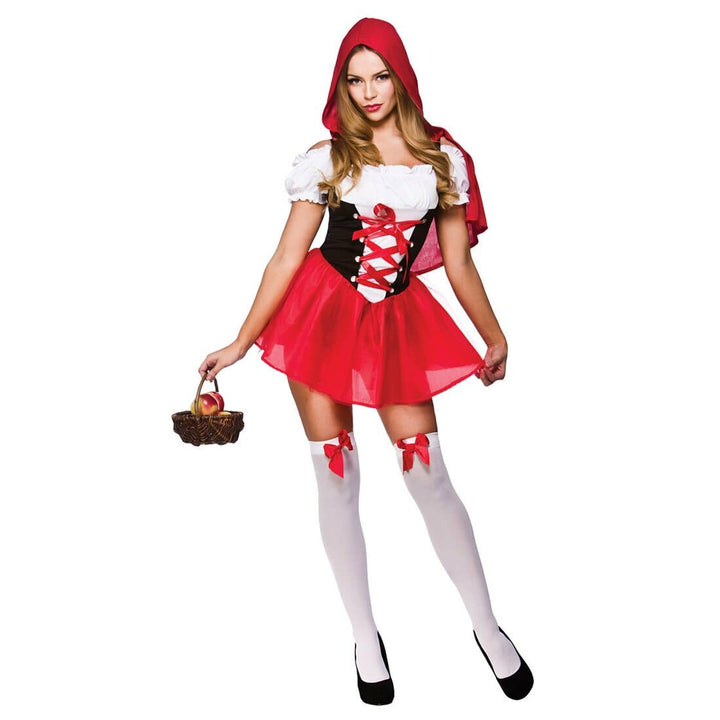 Womens Sexy Little Red Riding Hood Fancy Dress Costume XS