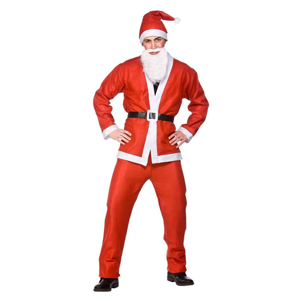 Adults Santa Suit Mens Budget 5 Pc Costume Christmas Dash Run Plus Size