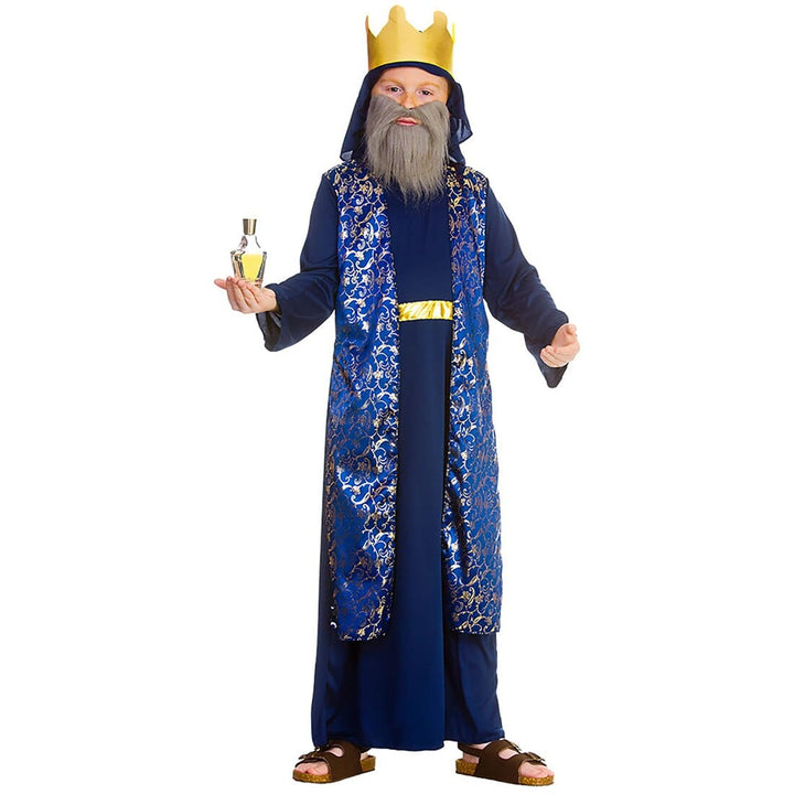 Kids Wise Man Costume Christmas Nativity Play Fancy Dress Blue / L