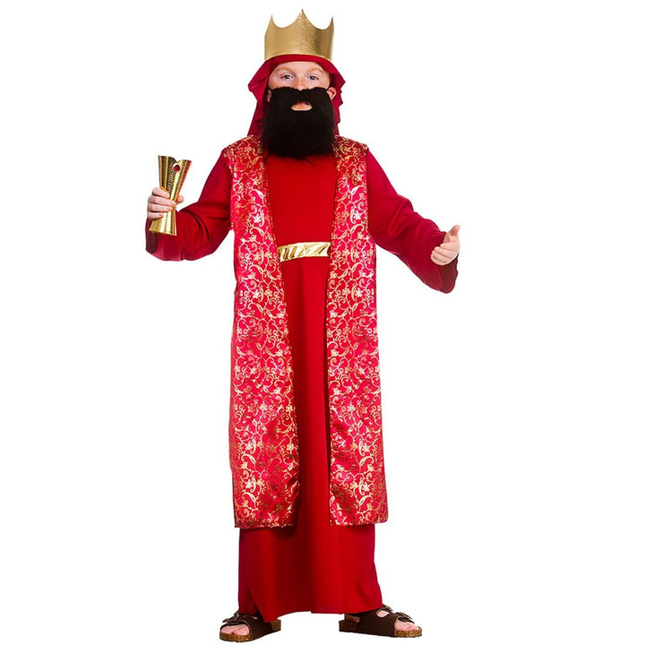 Kids Wise Man Costume Christmas Nativity Play Fancy Dress Red / L