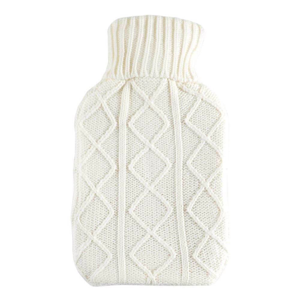 Hot Water Bottle Large Soft Knitted Cover Turtle Neck Top Aran Cream