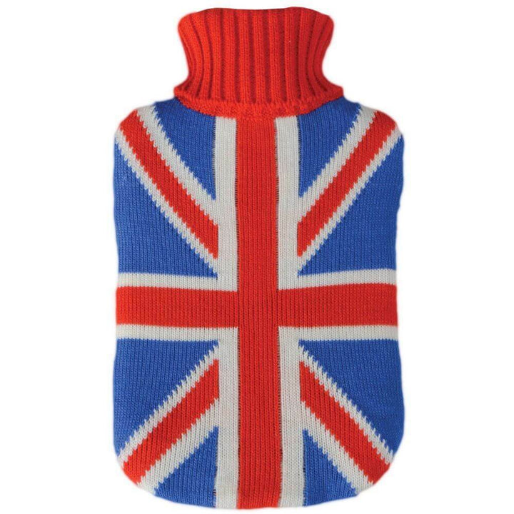 Hot Water Bottle Large Soft Knit Cover National Flag Colours Union Jack