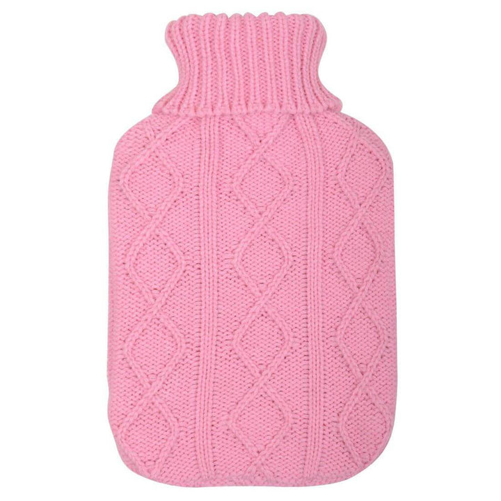 Hot Water Bottle Large Soft Knitted Cover Turtle Neck Top Aran Pink