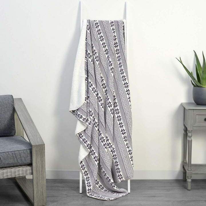Fairisle Fleece Blanket Soft Sherpa Home Sofa Bed Throw