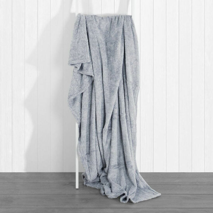 Luxury Grey Long Pile Soft Touch Blanket Throw Various Sizes