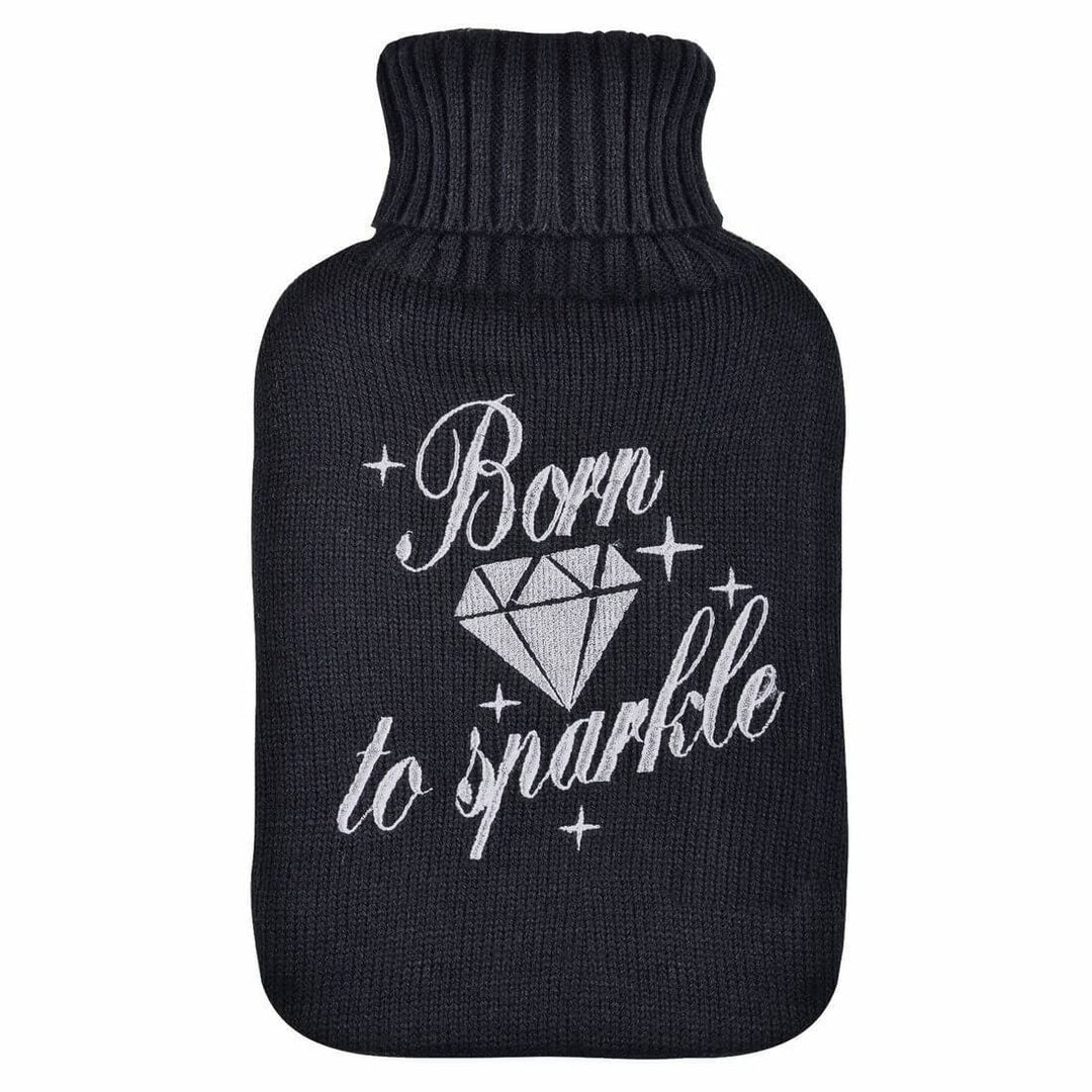 Hot Water Bottle Large Soft Knitted Cover Turtle Neck Top Born to Sparkle