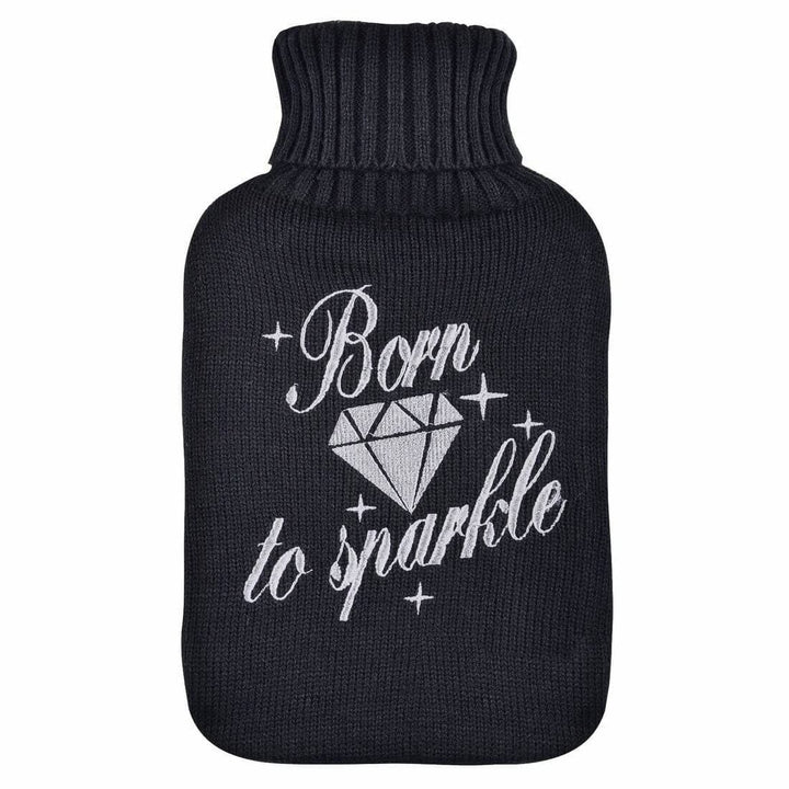 Hot Water Bottle Large Soft Knitted Cover Turtle Neck Top Born to Sparkle