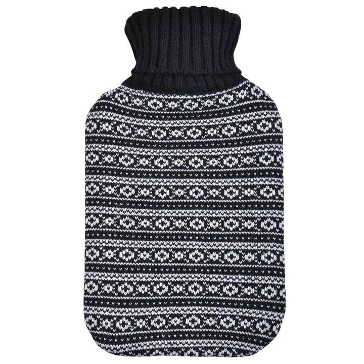 Hot Water Bottle Large Soft Knitted Cover Turtle Neck Top Black White