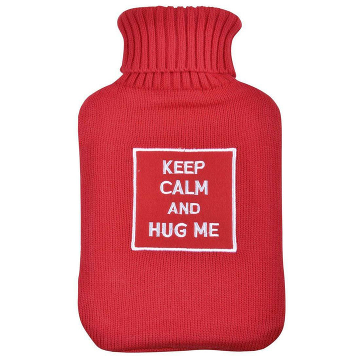 Hot Water Bottle Large Soft Knitted Cover Turtle Neck Top Keep Calm