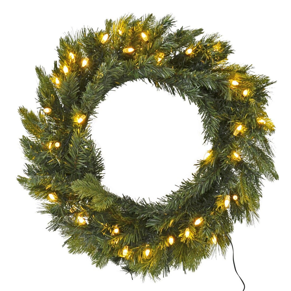 Christmas Wreath Pre-Lit Luxury Artificial Green Pine Tips
