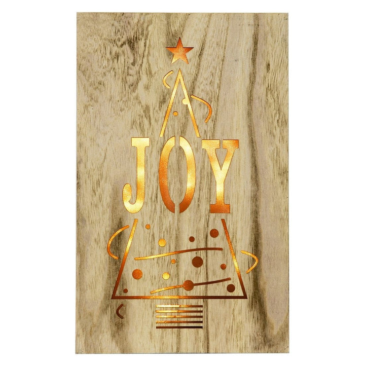 Light Up Joy Wooden Box Wall Plaque Christmas Decoration