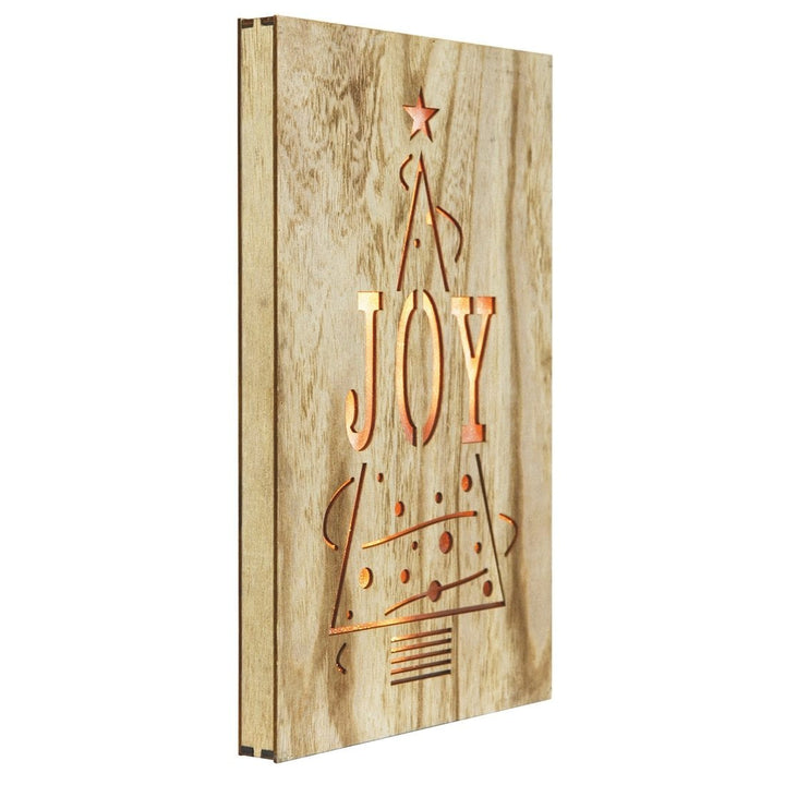 Light Up Joy Wooden Box Wall Plaque Christmas Decoration