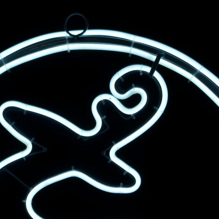 Neon White LED Reindeer In Circle Outdoor Rope Light 60x60cm