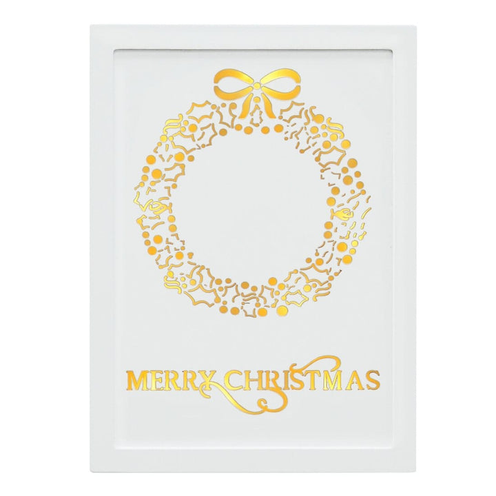 Light Up LED Merry Christmas Xmas Wall Plaques Decorations Wreath