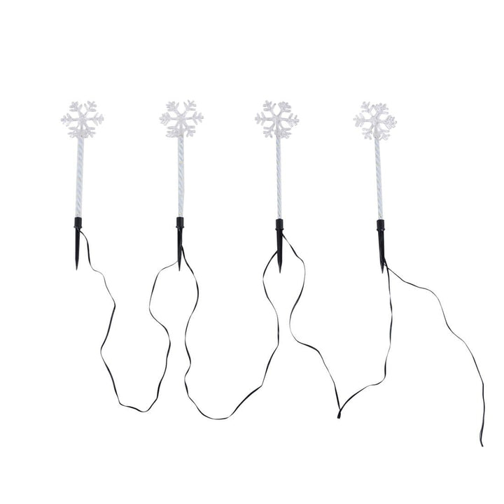 4 Snowflake Christmas Pathway Outdoor Garden Lights Stakes