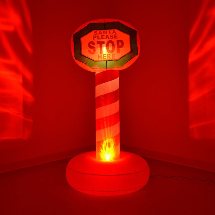 6ft Inflatable Giant Santa Stop Here Sign Xmas Christmas Decoration