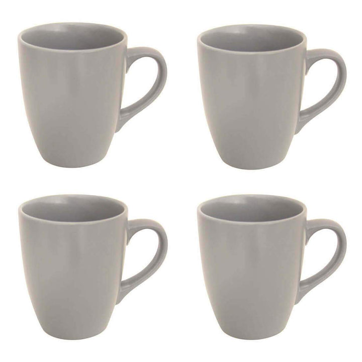 Set of 4 Matt Coloured Stoneware Coffee Mugs Tea Coffee Light Grey