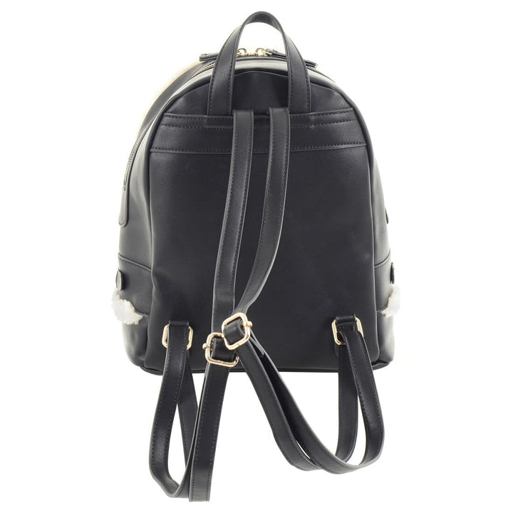 Womens Leyla Faux Leather Zip Backpack Faux Fur Trim