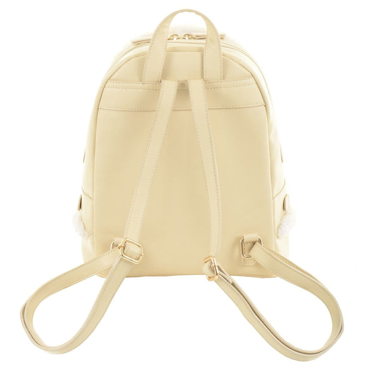 Womens Leyla Faux Leather Zip Backpack Faux Fur Trim