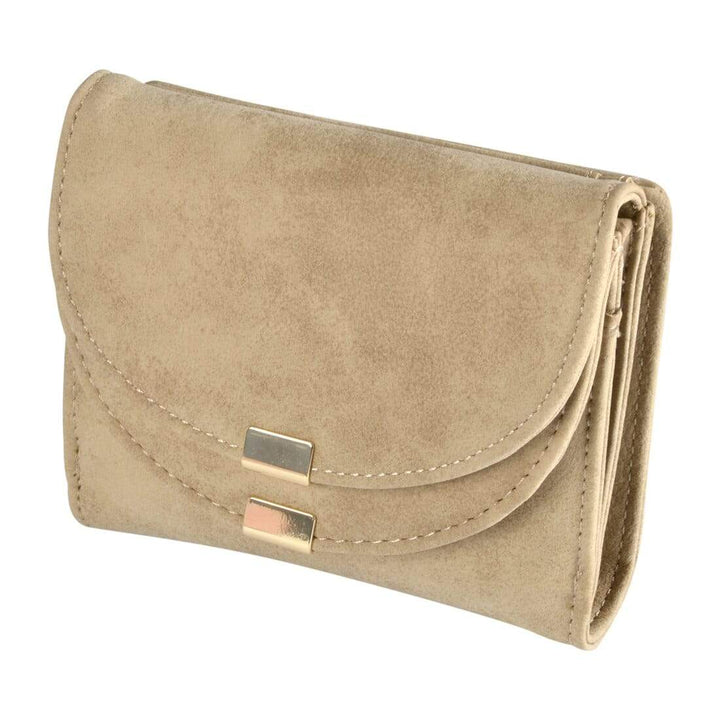 Womens Ava Small Suedette Purse Fold Over - Natural Blue Pink Natural