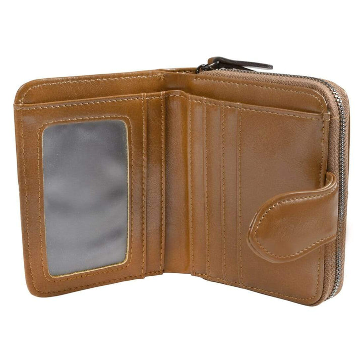 Womens Keira PU Small Purse Coin Card Zip - Black Pink Tan