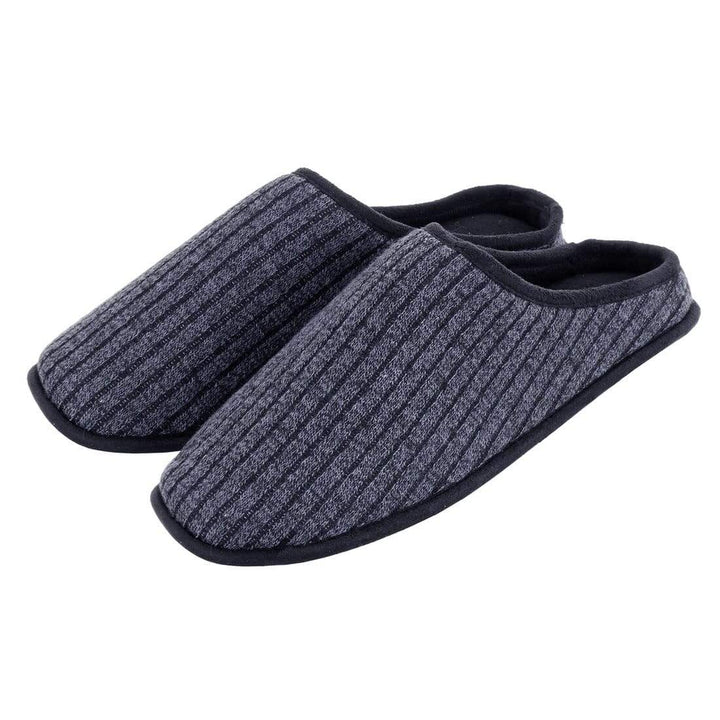 Mens Mule Slippers Ribbed Knit Upper Fleece Lining Non-Slip Navy / 6