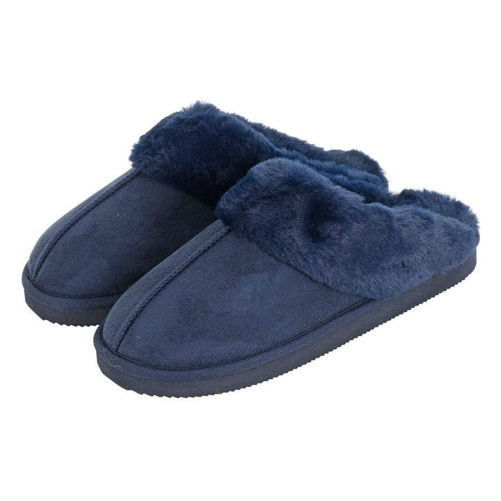 Womens Mule Slippers Luxury Microsuede Faux Fur Non-Slip Navy / 3