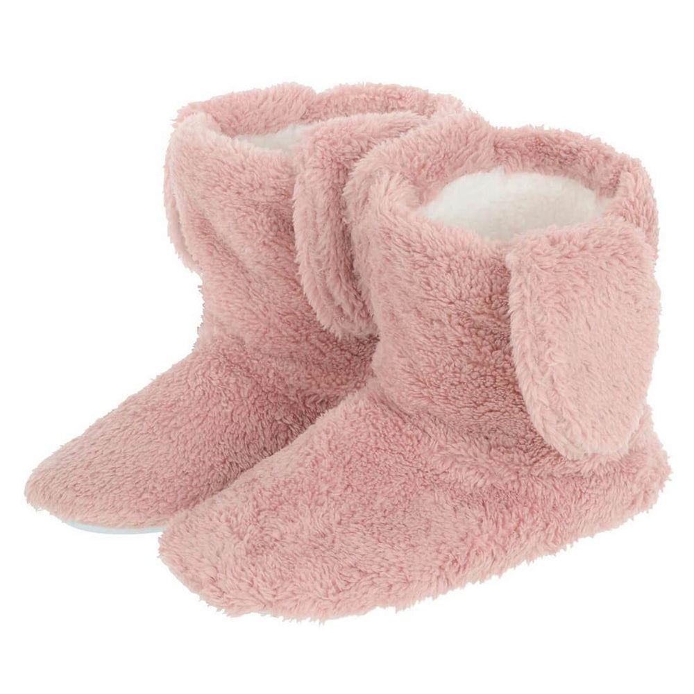 Womens Bunny Ear Booties Sherpa Fleece Lining Slipper Boots Pink / 3