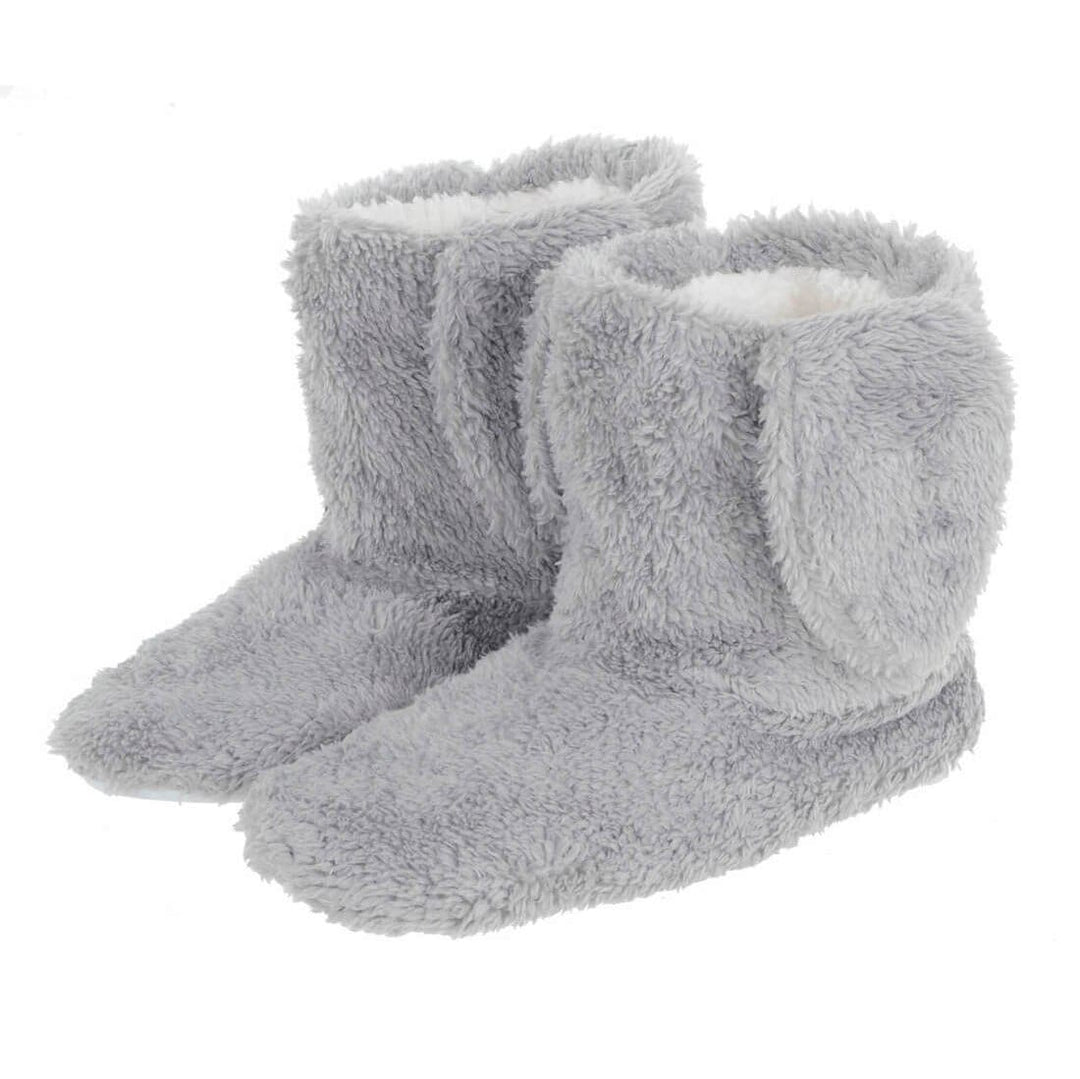 Womens Bunny Ear Booties Sherpa Fleece Lining Slipper Boots Grey / 3