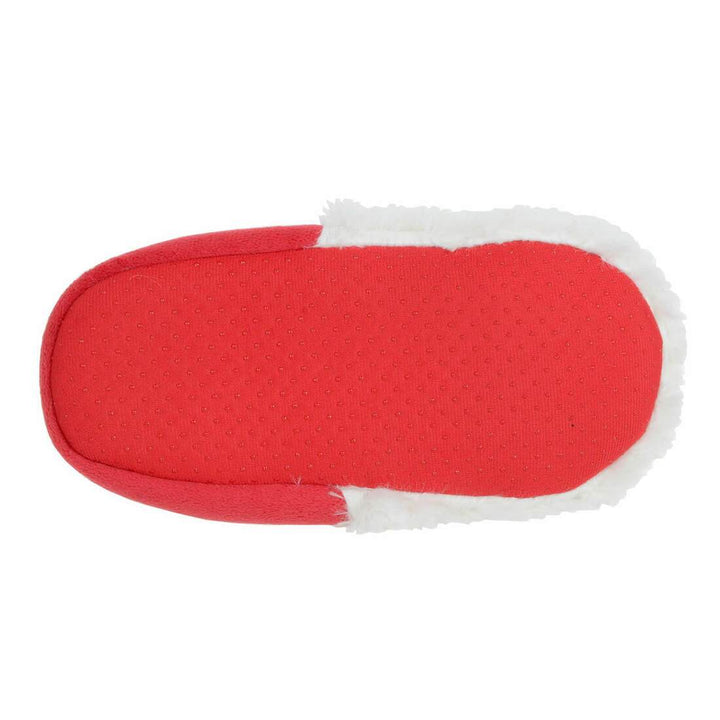 Kids Novelty 3D Santa Slippers Soft Fleece With Pom Poms
