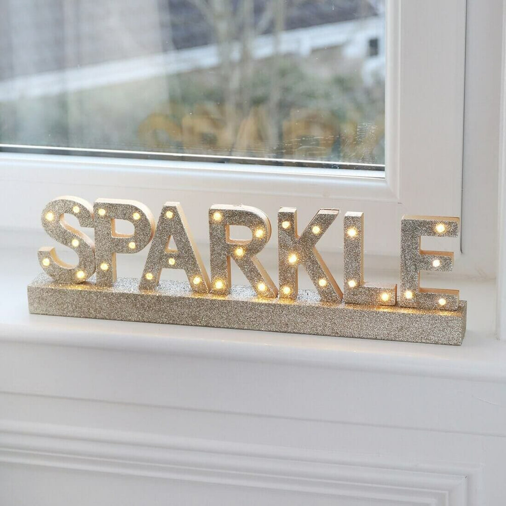 Champagne Sparkle Wooden Light Up Room Decoration 40cm