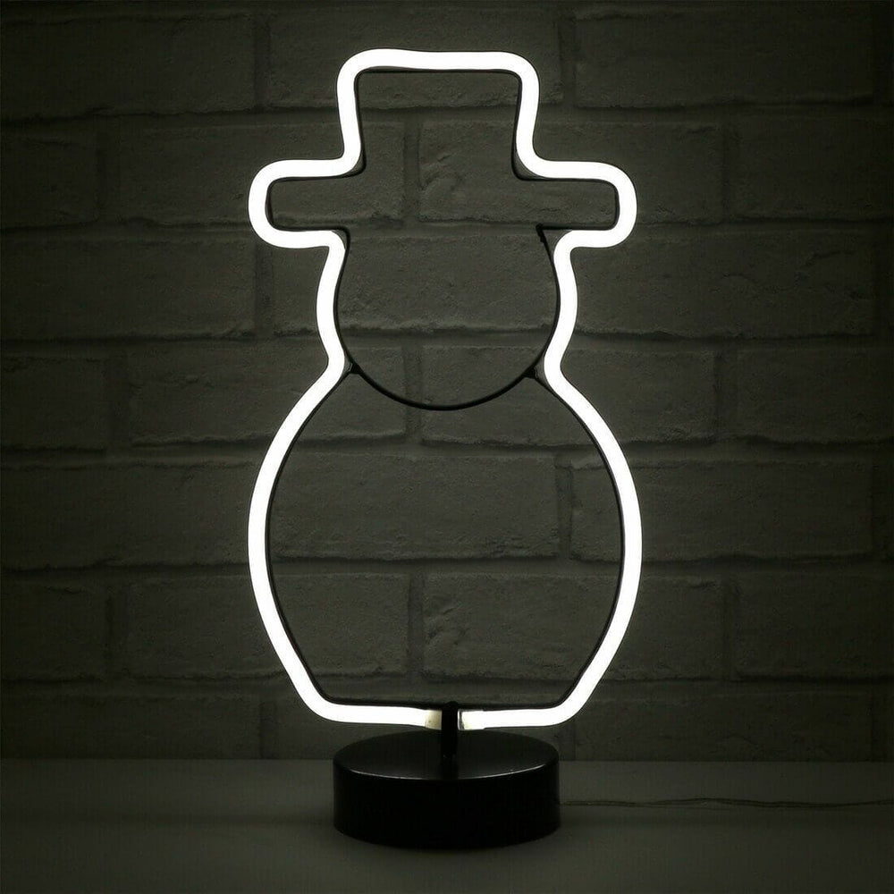 Snowman Neon White Table Lamp Bright LED Rope Light Feature
