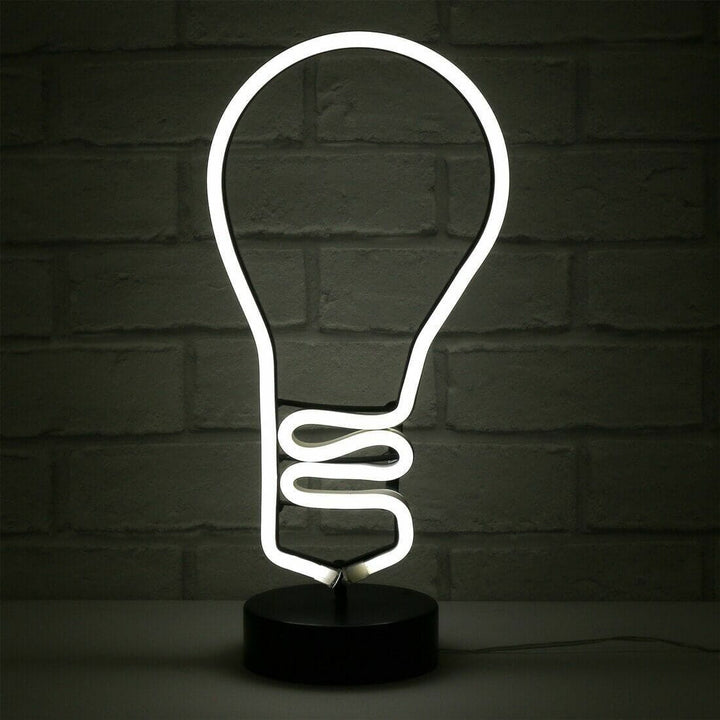 Lightbulb Neon White Table Lamp Bright LED Rope Light Feature