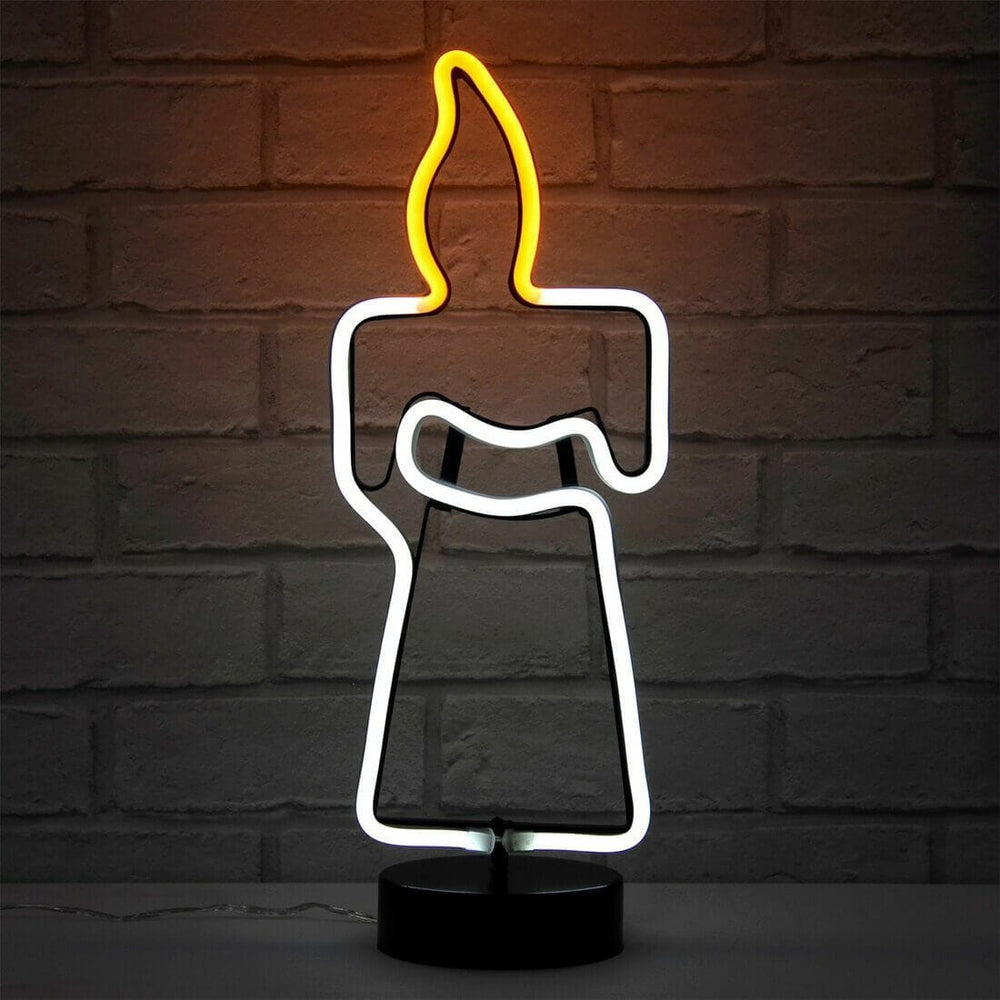 Candle Neon White Table Lamp Bright LED Rope Light Feature
