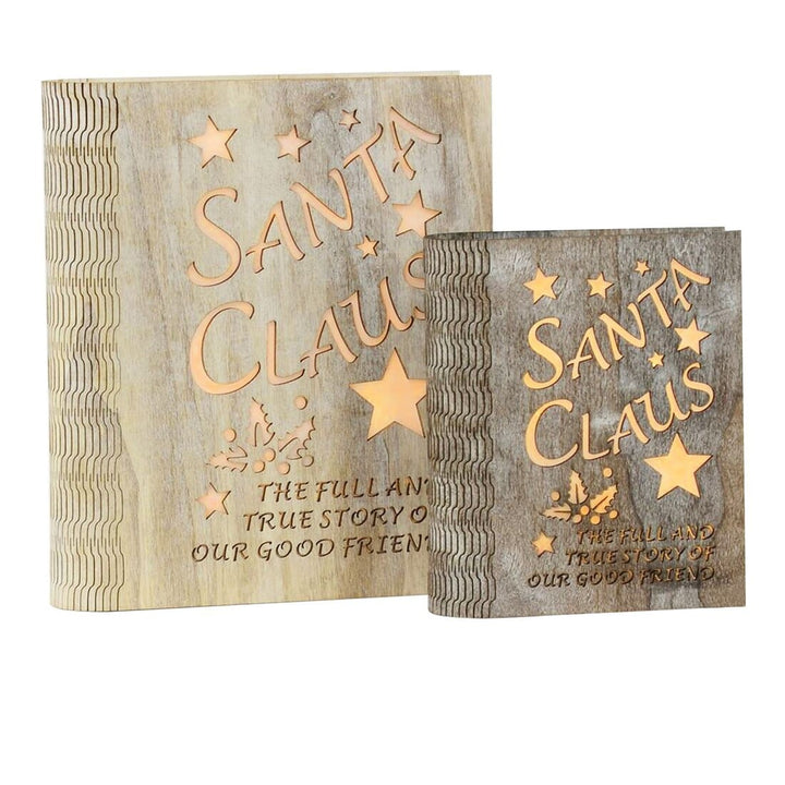 Wooden Santa Claus Christmas Book Light Up Xmas Decoration