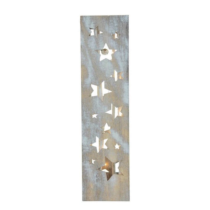 Wooden Merry Christmas Pillar Light Up Xmas Decoration