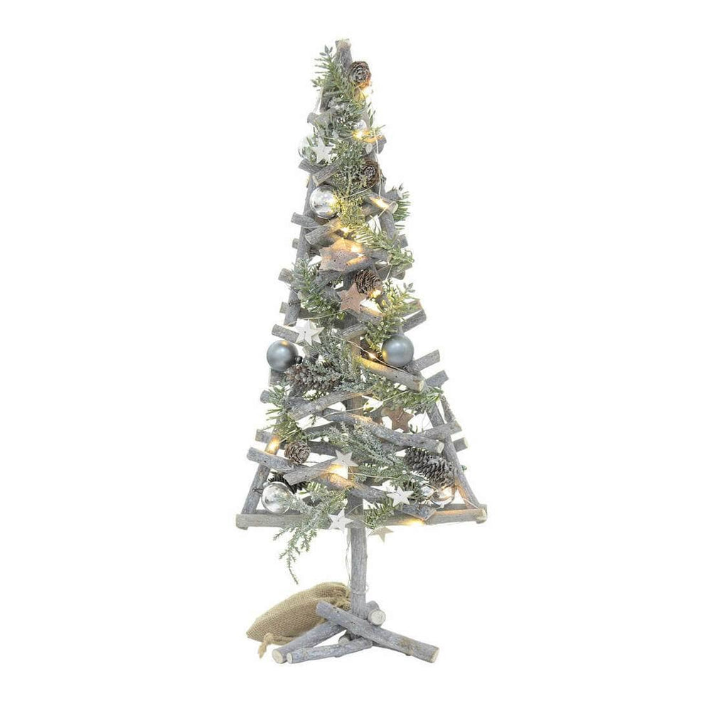Pre-Lit Wooden Stick Christmas Tree Xmas Decoration 55cm