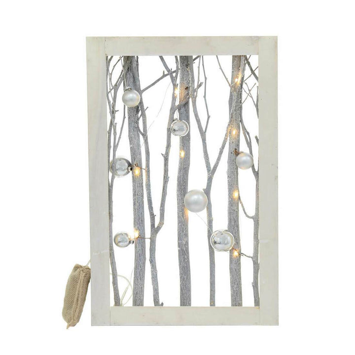 Pre-Lit Wooden Rectangle/Star Frame Christmas Decoration Rectangle 47cm