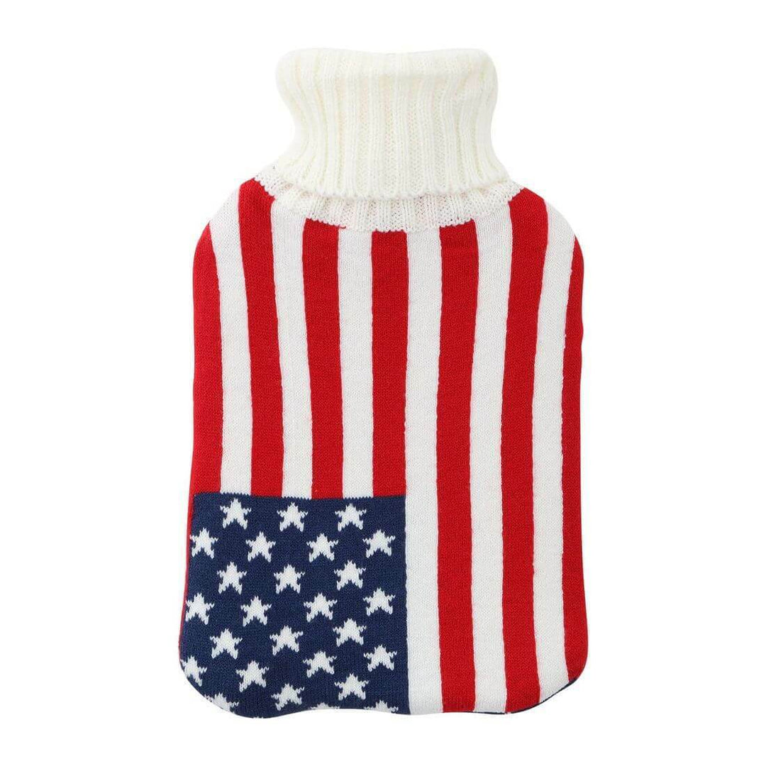 Hot Water Bottle Large Soft Knit Cover National Flag Colours USA