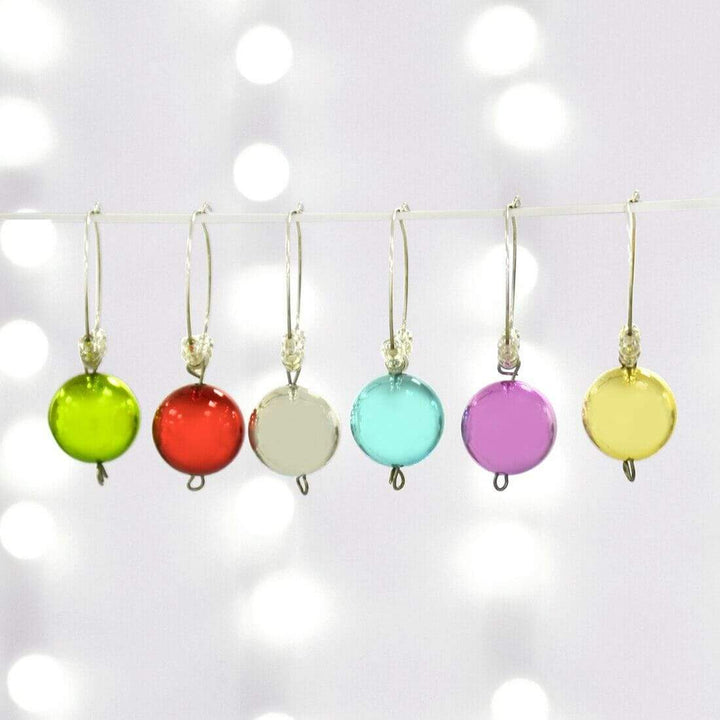 Set of 6 Novelty Glass Charms Party Wine Cocktails Gin Gift Baubles